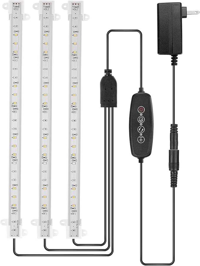 LED Grow Light Strips for PlantsCholas 36W 132 LEDs Auto ON &amp Off Function3/6/12H Timer 5 Dimmable Levels and 3 Switch Modes for Indoor Plants Gardening Greenhouse 3 Pack (Full Sepectrum Light)
