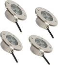 4Pcs Outdoor Buried Lights - Round Led Landscape Lights 3W Ip67 Waterproof Led Underground Well Light Stainless Steel Underground Spotlight Recessed Garden Decorative -Green Light-