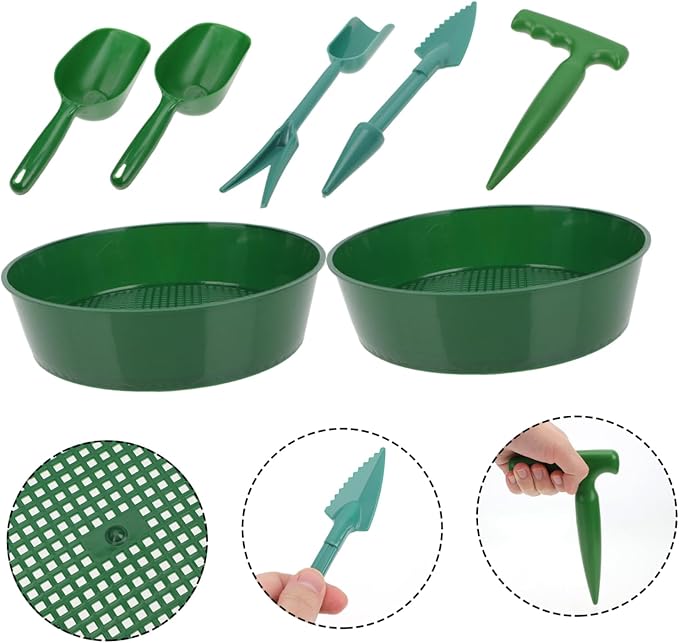 1set Garden Tool Kit Portable Sifter and Shovel for Soil Cultivation Includes Soil Screens Shovels Transplanting Tool and Puncher Lightweight and Gardening Hand