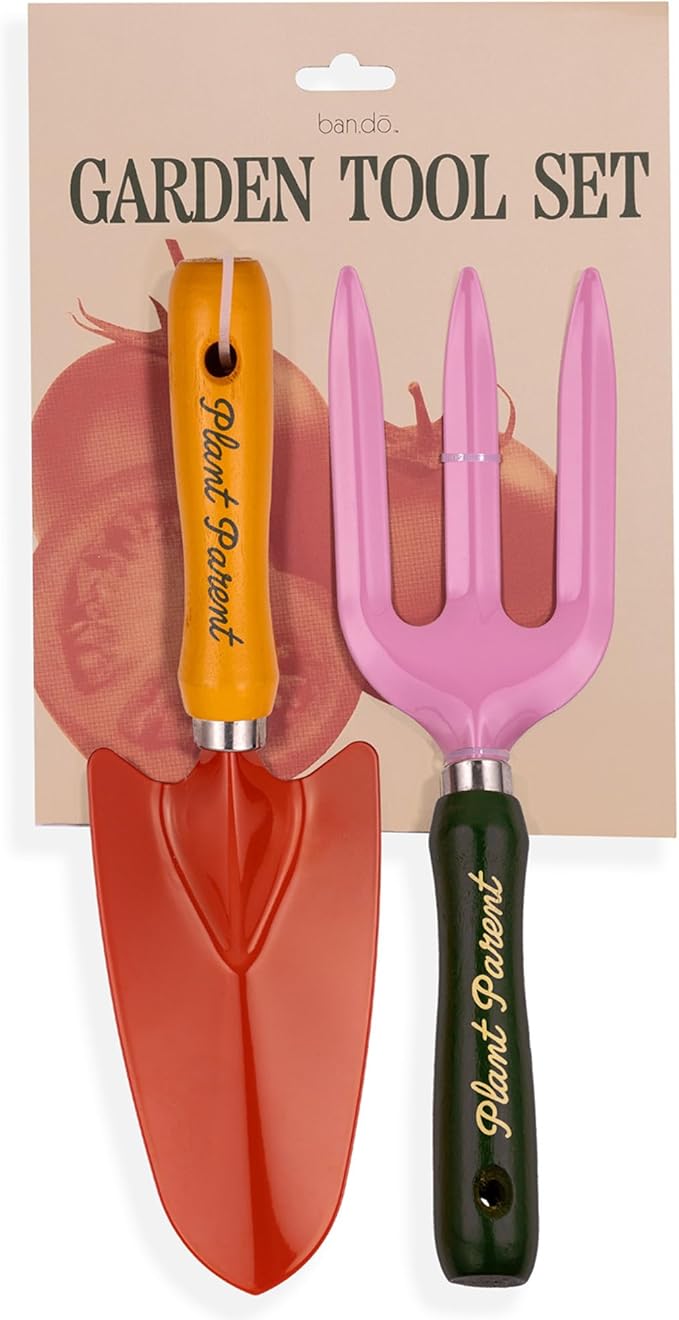 ban.do 2 Piece Gardening Hand Tools Cute Garden Tool Set Includes Hand Rake and Trowel with Beech Wood Handles Plant Parent