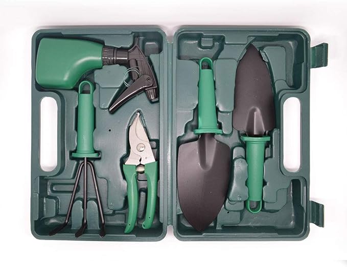 10pcs/Set Gardening Garden Tools Set Ergonomic Non Slip Trowel Rake Pruner Shears with Storage Case