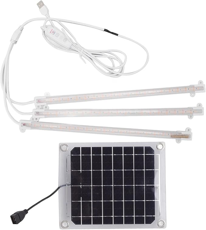 MAVIS LAVEN Solar Grow Light LED Plant Light with 10W Solar Panel Enhances Indoor Vegetable Growth Perfect for Greenhouse and Balcony Use (30w)