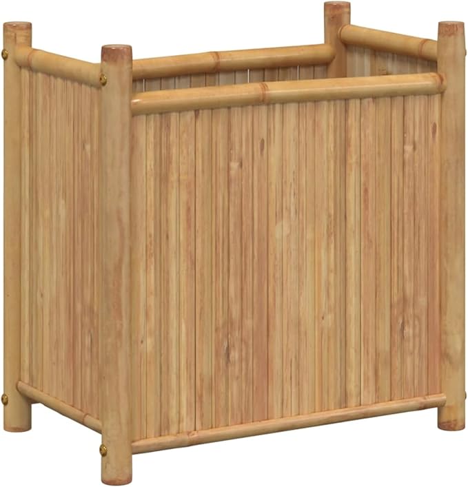 Bamboo Planter Box - Large Raised Bed for Plants Vegetables Herbs and Flowers - Durable Natural and Decorative