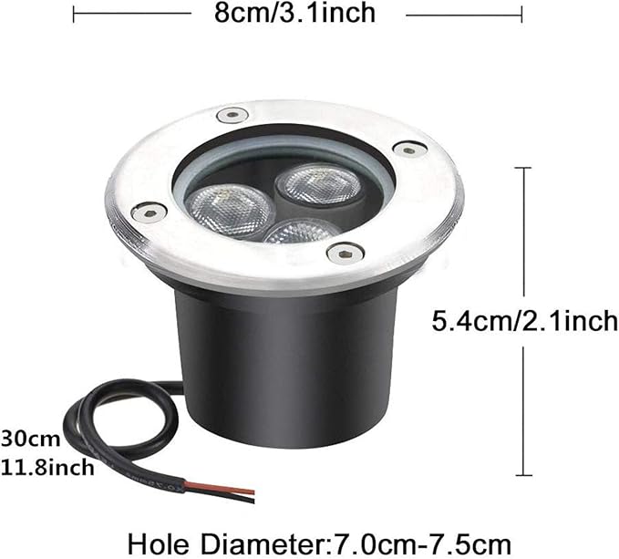 4 Pack LED Landscape Lights - 3W Low Voltage Ground Well Light DC 12V/24V Pathway Lights 300LM Warm White 3500K Water-Resistant LED Outdoor Spotlights for DrivewayRed-24v(3w)