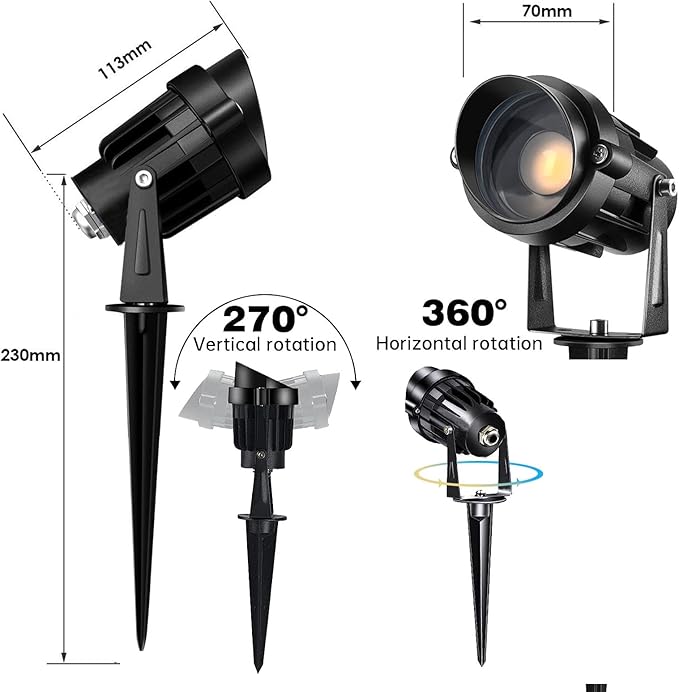 Low Voltage Landscape Lights Outdoor: 7W 700LM LED Landscape Lighting for Tree Garden Yard Pathway | 12V 24V Warm White 3000K Spotlights | IP66 Waterproof | 8 Pack