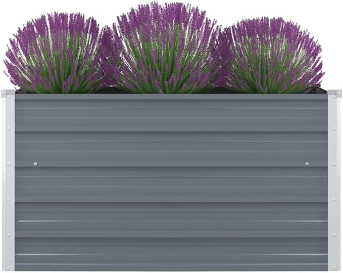 Square Galvanized Steel Raised Garden Bed Outdoor Metal Raised Garden Bed Planter Box for Gardening Vegetables 39.4x39.4x17.7 Galvanized Steel Gray-109