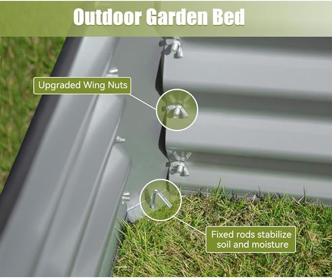 Heavy-Duty Galvanized Steel Raised Garden Bed for Outdoor Vegetable Fruit and Flower Planting – Rust-Resistant Metal Planter Box (6x3x1.5ft (Silver))
