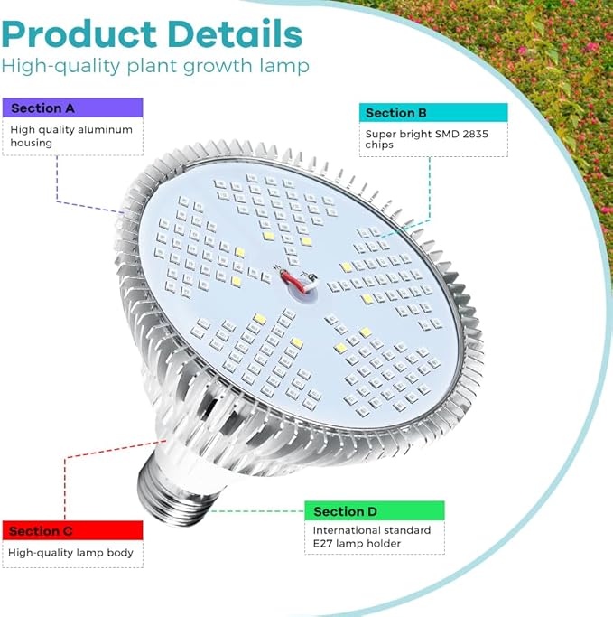 150W LED Full Spectrum Red Blue Plant Light 200LEDs Cultivate UV/IR Fill Light E26/E27 Indoor Greenhouse Tent Vegetable Fruits Bulb 110V Flowers Succulent Cactus Potting Hydroponic Seedlings