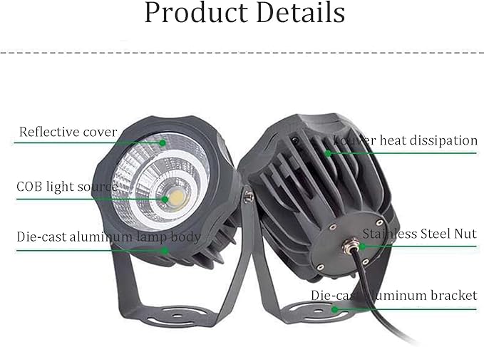 LED Spotlight COB Flood Light Outdoor Garden Lights IP67 Waterproof Adjustable Angle Tree Lamp for The Garden Plaza Advertising Signs Lawn Landscape Lights