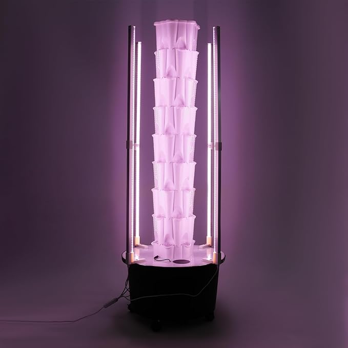 Hydroponics Growing System Kit 8-Layer 48Pod Vertical Indoor Garden Planter with Timed Lighting Water Circulation System Hydroponic Tower for Vegetable Herb Fruit