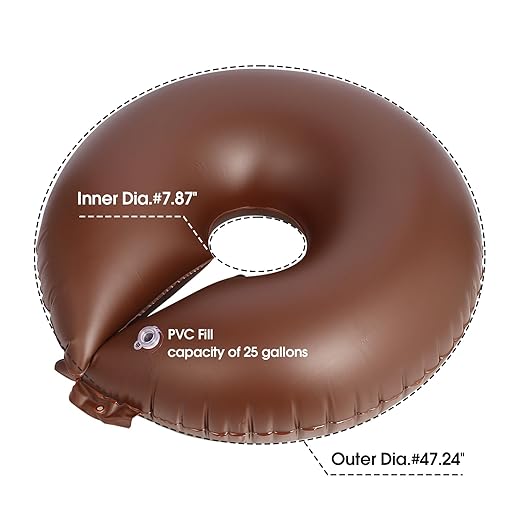 TezhiIe 2 Pack 25 Gallon Tree Watering Bags Brown Reusable PVC Watering Donuts for Trees Deep Root &amp Low-Profile Slow Release Watering Ring Bag for Newly Planted Multi-Trunk or Evergreen Tree