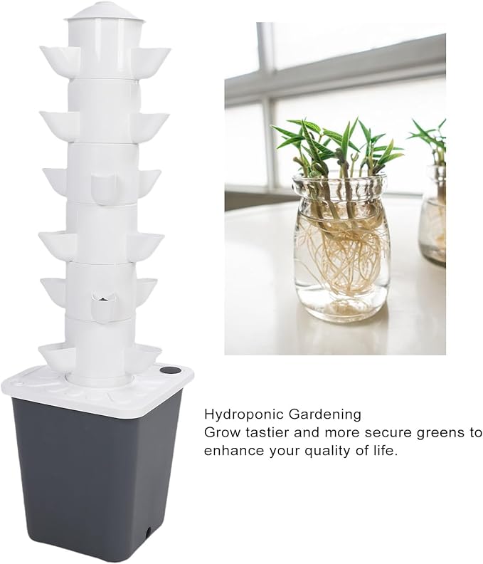 Zunate Vertical Hydroponic Growing System | 18 Plant with 10L Water Tank | Space Saving Indoor Vegetable Planter for Home Balcony | Soilless Plant Cultivation Kit (US Plug)