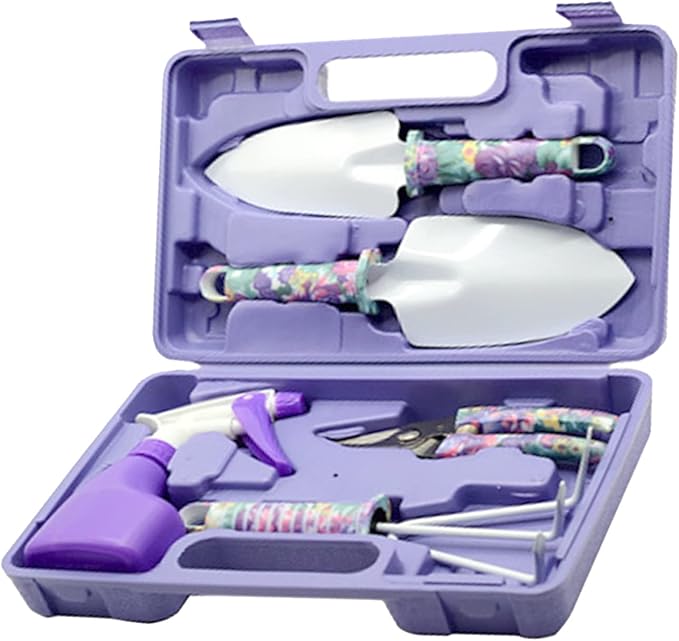 Garden Tools Kit Metal Plastic Multifunctional Complete Kit Gardening Tool Set Comfortable Hand Feel Gardening Tools for Planting Pruning Flowers[Violet]