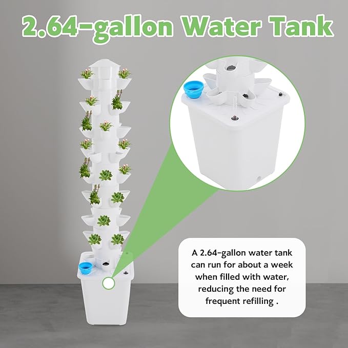 45-Plant Vertical Tower Garden System Indoor Hydroponic Growing Kit with Pump Funnel &amp Water Level Gauge Vertical Vegetable Planter for Herb Fruits