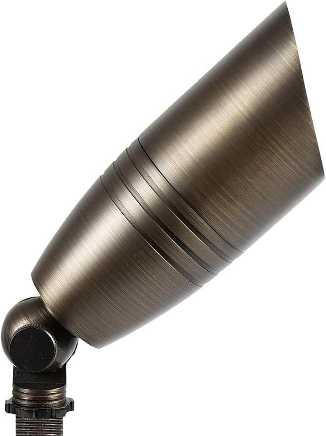 H-A Solid Brass Uplight Spotlight Fixture Landscape Outdoor Lighting Waterproof with Ground Spike Stand 12v Low Voltage