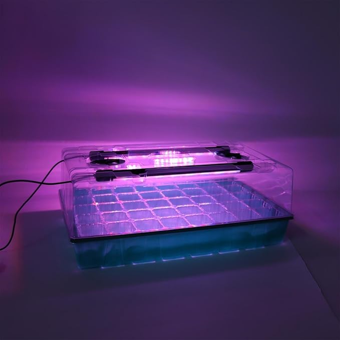 40 Cells Plant Starter Tray with LED Grow Light 3 Lighting Modes 3 Timers 5 Brightness Levels Indoor Plant Grow Kit