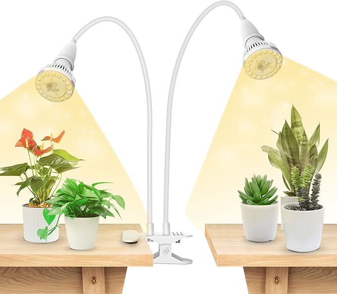 SANSI LED Grow Lights for Indoor Plants 300W Full Spectrum Clip-on Gooseneck Grow Light with Ceramic Tech.20W Plant Light for Indoor Growing High PPFD Lifetime Free Bulb Replacement White No Timer