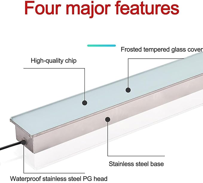 Outdoor Buried Lights - Ground LED Landscape Lights IP67 Waterproof Recessed Floor Spotlight DC 24V Long Strip Recessed Wall LampRed 12W100*5 * 6cm