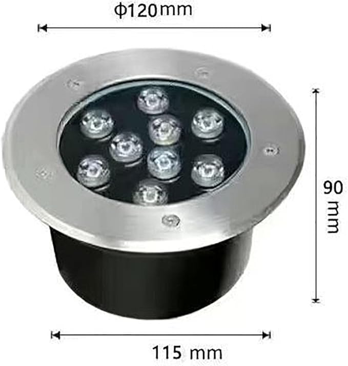 LED Landscape Lights - Outdoor Buried Lights Round Ground Lights IP67 Waterproof Recessed LED Spotlight for Deck Driveway Patio Pathway Lawn Landscape LightiWhite-9W