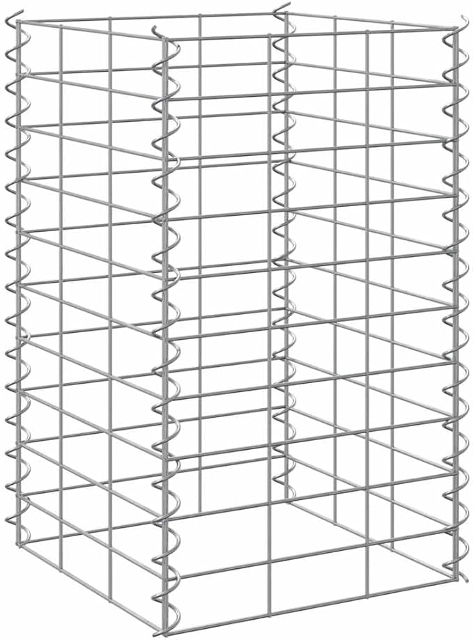 Gabion Raised Bed Set 3-Pack Silver Iron Square Planter Box 11.8x11.8x19.7 Rustic Outdoor Garden Planter for Herb Tomato Flower Patio or Balcony Assembly in Minutes