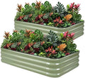1MORE Raised Garden Bed -5X3X1 Galvanized Planter Box for Outdoor Gardening4 in 1 Modular Raised Bed Kit with Protective Tape Gloves for HerbIdeal for Vegetables and Plants.Green-2Pcak