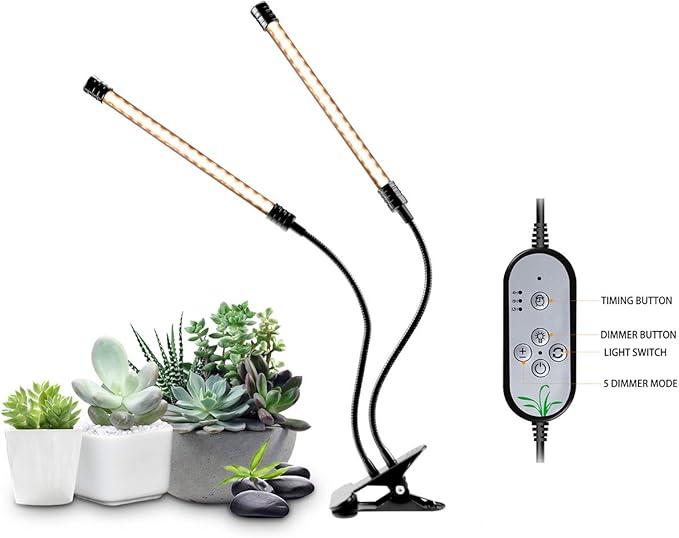 LED Grow Light for Indoor Plant 27W LED Auto ON/Off Timer Full Spectrum Plant Lights 4/8/12H Timing 5 Dimmable Levels for House Garden Hydroponics Succulent Growing (27W-Triple Head)