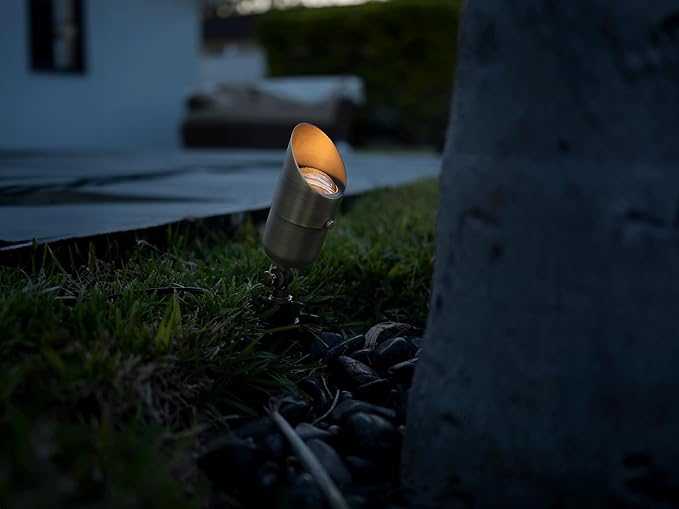 12V LogiSpot Brass Outdoor Spotlight (Bronze) for Low Voltage Landscape Lighting of Yard Lawn Garden Patio Trees &amp House