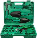 Garden Tools Set 10 Pieces Gardening Tools Garden Hand Tools with Purple Floral Print Ergonomic Handle &amp Carrying Case (Color : Green)