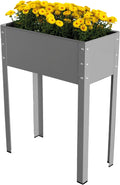Bio Green Metal Raised Garden Bed Freising-L with Drainage | Small Galvanized &amp Powder-Coated Outdoor Planter Box with Legs for Herb Garden Flowers Vegetables Patio | 24x12x31.5 inch Anthracit