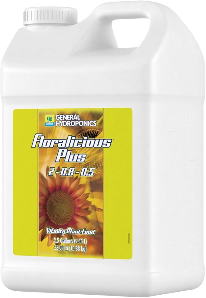 General Hydroponics Floralicious Plus Vitality Plant Food 2-0.8-0.5 2.5 gal.