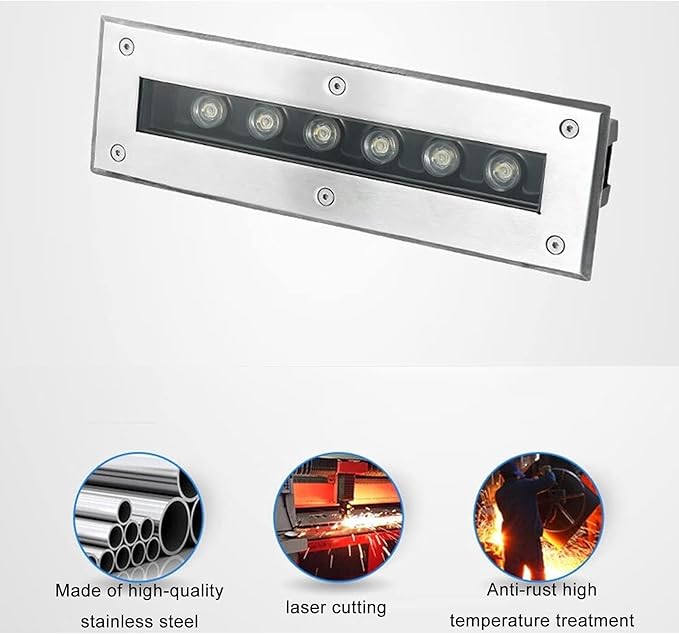 Outdoor Buried Lights - Ground LED Landscape Lamp AC85-110V Led Recessed Ground Spotlight Rectangular Underground Light IP65 Waterproof Stainless Steel Garden Floor Lamp(Blue85-110V(9W)) (Yell