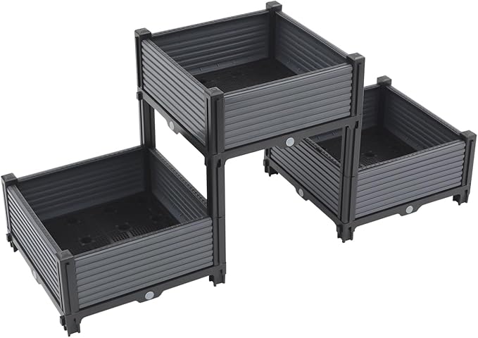 3 Boxes Planter Box Raised Garden Bed for Vegetables Flowers Herbs DIY Gardening Each Max. Load 176.37lbs