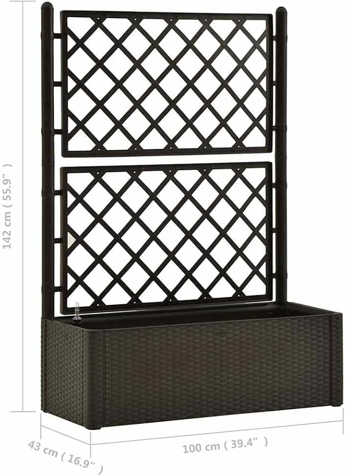 Garden Raised Bed with Trellis Horse Trough planters Raised Flower Bed Planter Boxes Garden beds Outdoor Suitable for Courtyard Orchard Corridor Nursery and Self Watering System Mocha