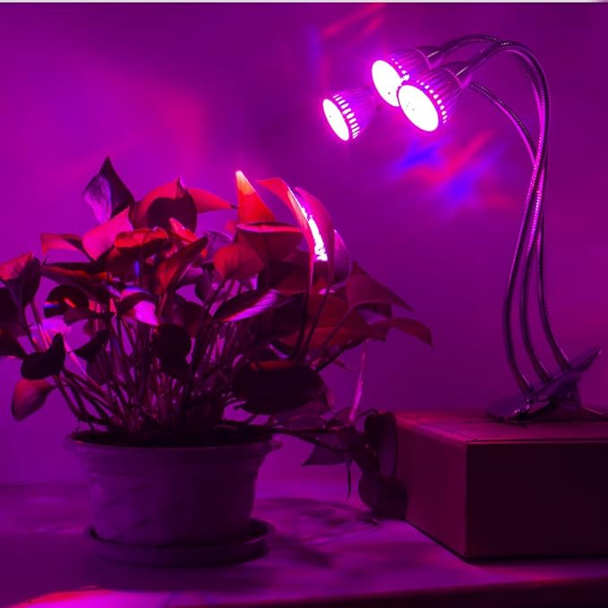 CFGROW Small Led Grow Light Desk Clip LED Plant Grow Lamp 21W with 3pcs 360° Flexible Goosenecks for Indoor Office Home Garden Greenhouse Table Plants Growing Lighting