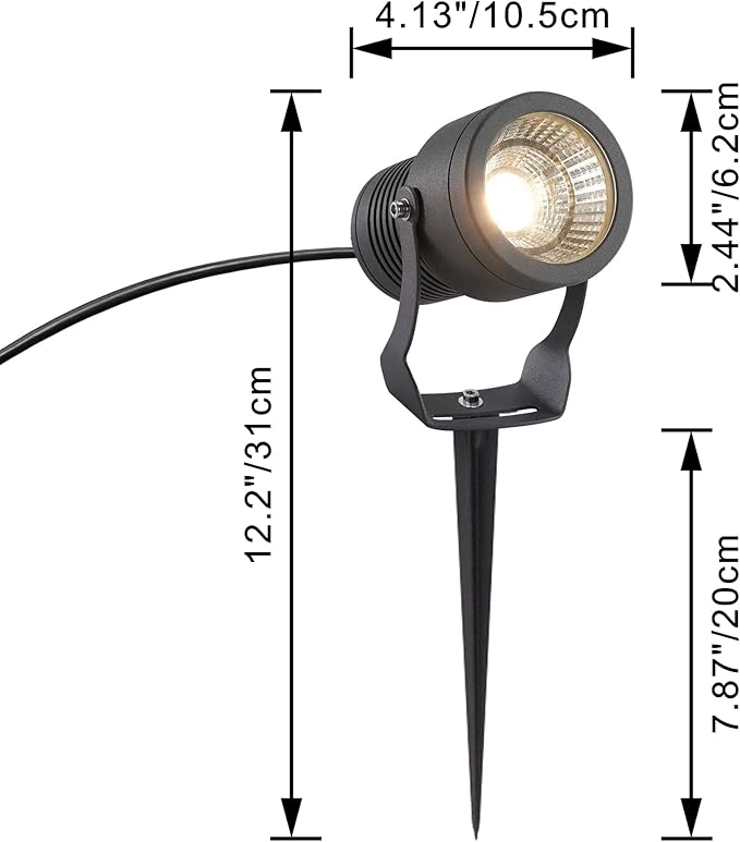 Kiven IP65 Waterproof LED Landscape Clamp Light LED Decorative Spotlight Lamp with Plug-in Cord and Timer for Indoor Outdoor Yard Garden Step Statue (10W Warm White)