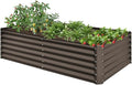 Heavy-Duty Galvanized Steel Raised Garden Bed for Outdoor Vegetable Fruit and Flower Planting – Rust-Resistant Metal Planter Box (Brown - 6x3x1.5 ft)
