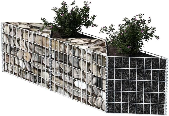 Galvanized Steel Gabion Basket for Garden Gabion Raised Bed Galvanized Rock Stone Walls Mesh Cage 47.2x11.8x19.7-956
