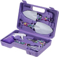 HARFINGTON 1 Set Garden Tool Set 5 Pieces Plastic Gardening Planting Tools Kits with Shovels Rake Cultivator Water Sprayer and Store Case Purple