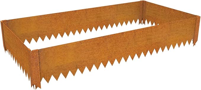 Cor-Ten Steel Raised Planter with Rust Patina Finish Pre-Rusted Cor-Ten Raised Garden Bed Kit2FT x 4FTx 14IN