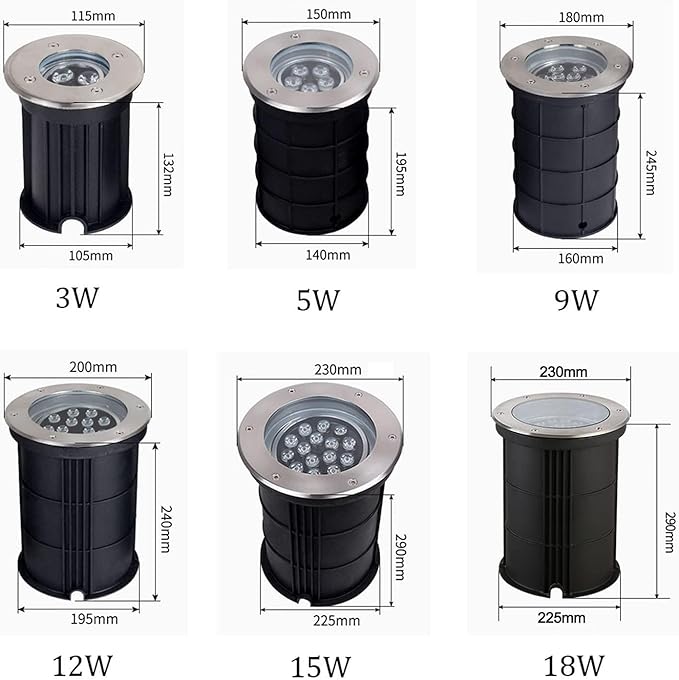 Outdoor Recessed Ground Spotlight - IP65 Waterproof LED Landscape Light Adjustable Angle AC220V for Driveway Deck and Step Lighting (Available in Green or Red 5W)