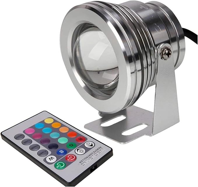 LED Beam Spotlight - RGB Remote Control Outdoor Landscape Light 10W LED Fountain Light Underwater Pond Spotlight IP68 Waterproof Remote Control Adjustable CoOne Color 24V