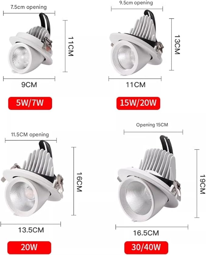 COB Recessed Spotlight Opening High-Transparency Adjustable Angle Elephant Trunk Light for Shop Exterior Walls Wedding Dress/Clothing Store Windows(White30W(AC111-240V))