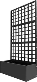 Metal Planter with Trellis 35x16x71in Outdoor Raised Garden Bed for Climbing Plants Metal Planter Box with Trellis Raised Garden Bed Protective Gloves 110lbs Bearing Capacity Black