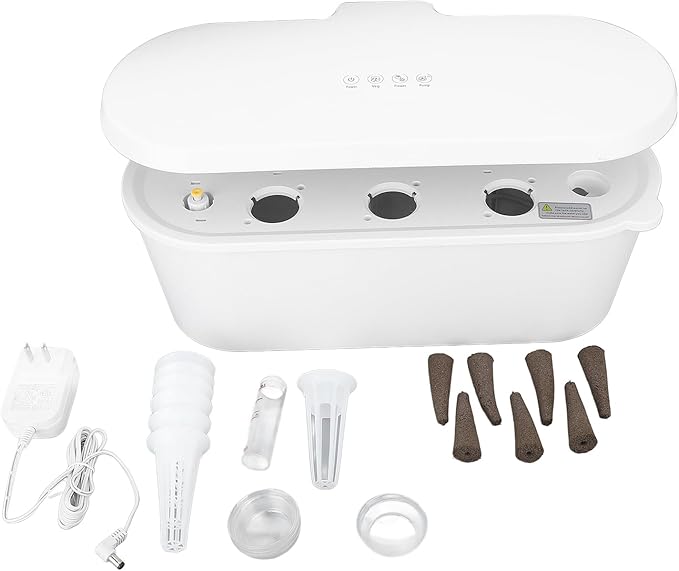 Hydroponics Growing System 7 Pods Indoor Garden with LED Grow Light Pump System Automatic Timer for Home Kitchen Vegetable Gardening (White)