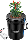 VIVOSUN DWC Hydroponics Grow System with Top Drip Kit 5-Gallon Deep Water Culture Recirculating Drip Garden System with Multi-Purpose Air Hose Air Pump and Air Stone (1 Bucket + Top Drip Kit)