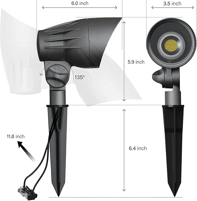 VENUS MANUFACTURING 16 Pack Low Voltage Landscape Flood Light 5 Watt LED Outdoor Landscape Lighting Kits 400 Lumen Black Waterproof Spotlights 12V 2700K Warm White Metal Tree Lights for Garden &amp Y