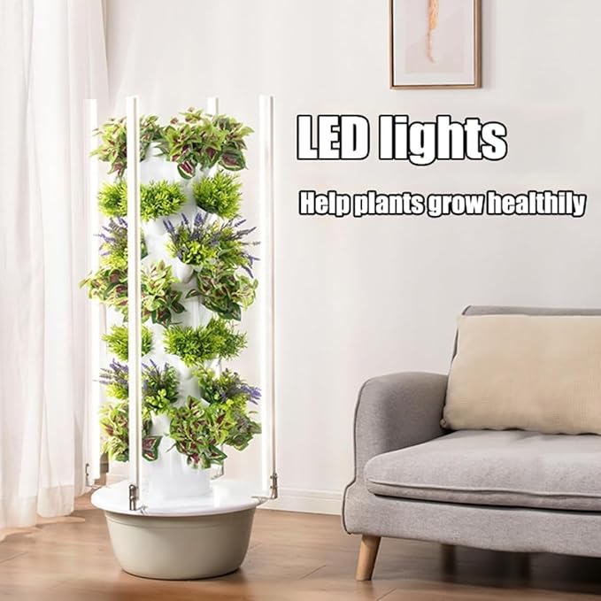 5/7/9 Layers Hydroponic Tower Indoor/Outdoor Smart Garden Vertical Aeroponic Growing Kit with Smart Timer for Herbs Fruits and Vegetables Silent Water Pump Space-Saving(Size:9-Tier)