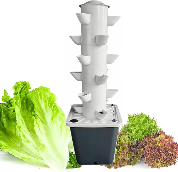 2025 Smart Vertical Hydroponic Tower Garden Growing System 6 Tiers 18 Pods Lettuce Vegetables Aeroponic Tower Garden Planter for Balcony Apartment Courtyard