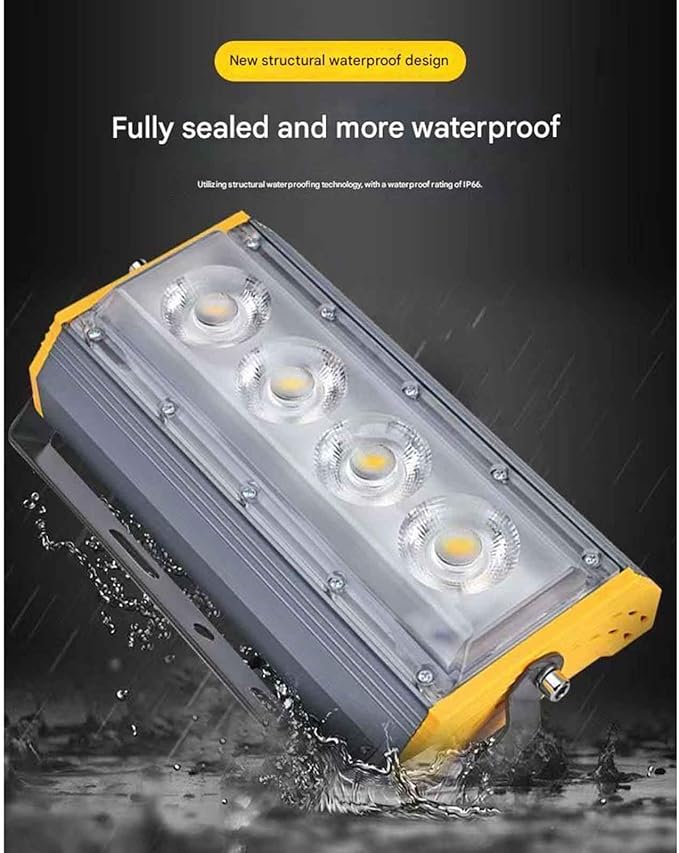 LED Outdoor Waterproof Floodlight Lighting Four-Eyed Courtyard Exterior Wall Advertising Spotlight Waterproof IP66Ground-Mounted Tree Light(Yellows)
