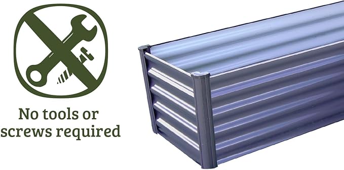 ABSCO Premium Galvanized DIY 4' x 3' L Shaped Garden Bed DIY with Easy Assembly and Superior Drainage Woodland Gray Galvanized Steel Metal Planter Garden Planter Box with 14 Walls for All Plants